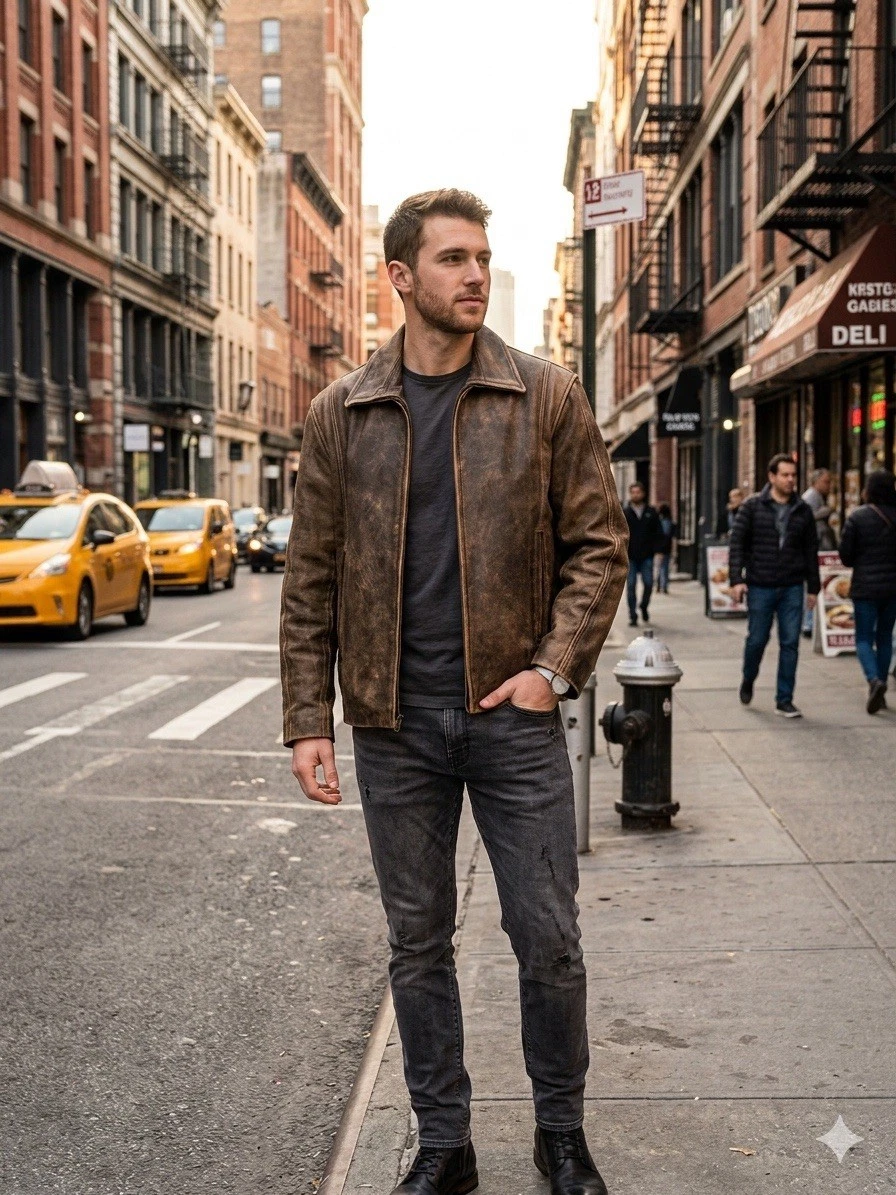 Kenneth Cole Reaction Leather Outer Shell Brown Coats, Jackets
