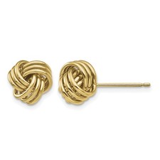 Triple Love Knot Post Earrings Real 10k Yellow Gold 9mm Hollow