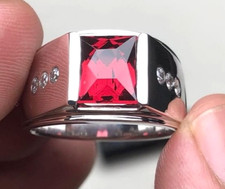 Solid 925 Sterling Silver With Ruby Gemstone Handmade Ring for Men's All Size