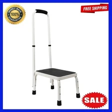 Step Stool w/ Handle for Ederly Sturdy Lightweight Stool w/ Anti-Skid Platform