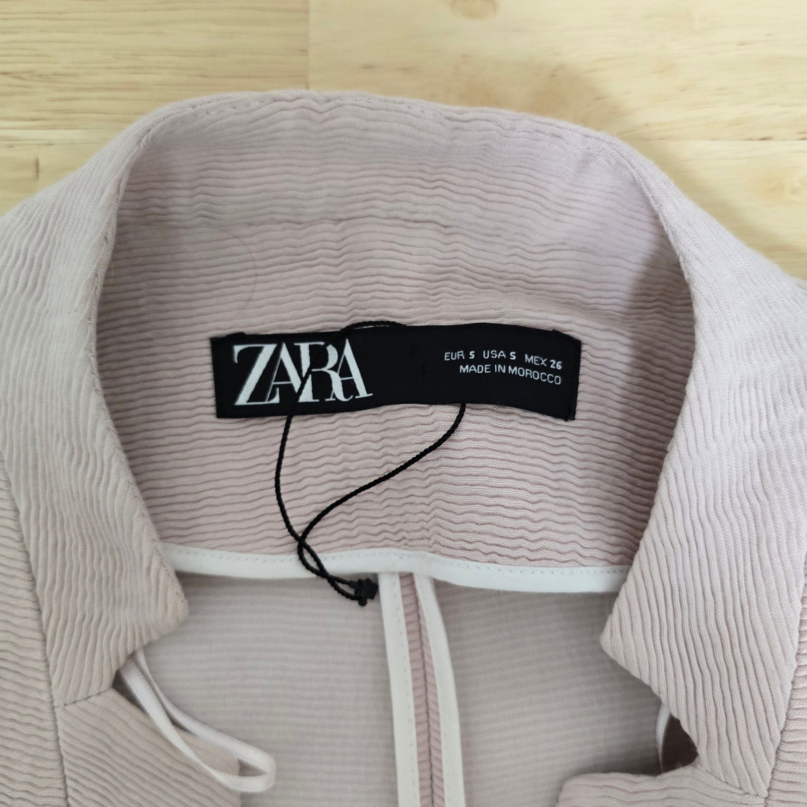 Zara Womens Textured Double Button Lightweight Coat Pale Pink Size Small image 3
