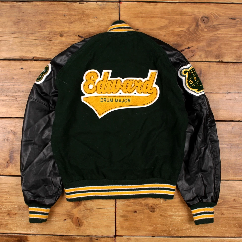 Vintage Neff Varsity Jacket S Bomber Letterman Green - Image 2 of 4