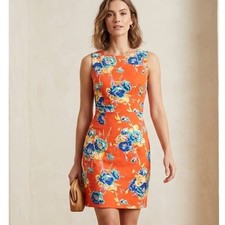 Forever 21 Sheath Dress Orange Floral Cotton Summer Mini Tropical VacationS