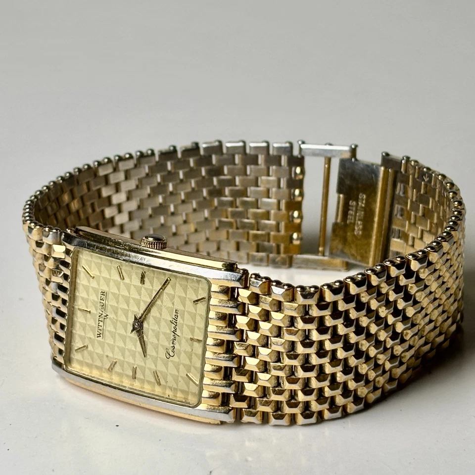 Reloj Tanque Vintage Wittnauer Cosmopolitan Oro Inoxidable 24mm BATERÍA NUEVA Foto 3 de 4