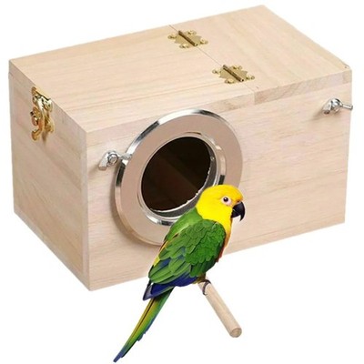 Bird Nest, Parakeet Box, Breeding Wood Budgie Parrot Sparrow 7.8  X 4.7  X 4.7 