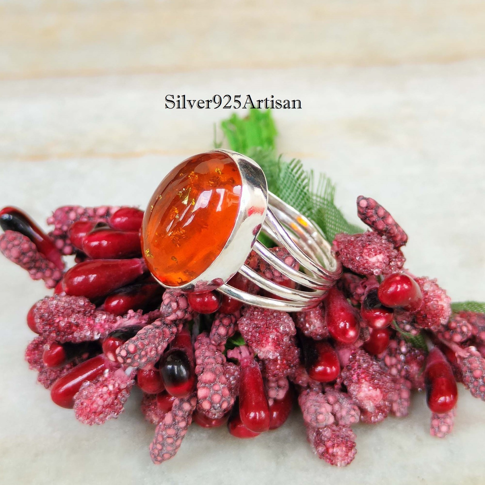 Baltic Amber 925 Sterling Silver Ring Handmade Jewelry Ring All Size AK9802