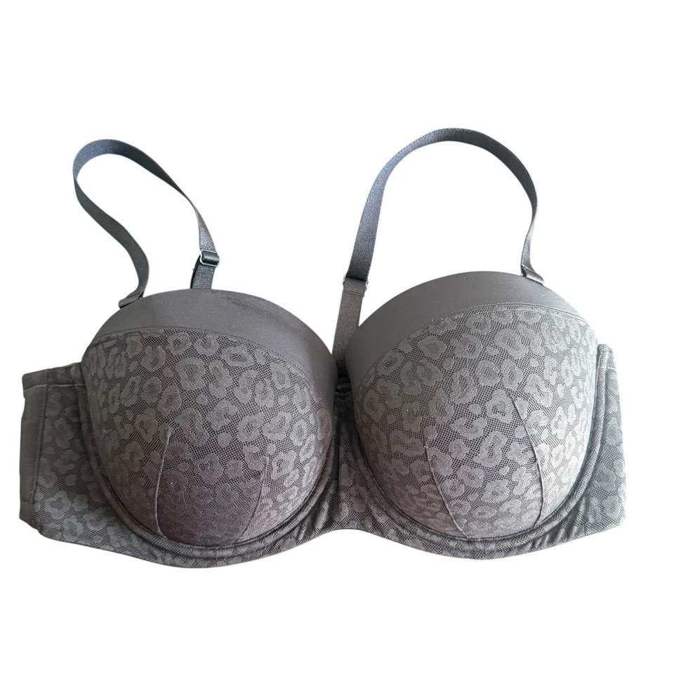 Torrid Curve 42DDD Push Up Strapless Bra Leopard Print Black Underwire Padded - Image 2 of 4