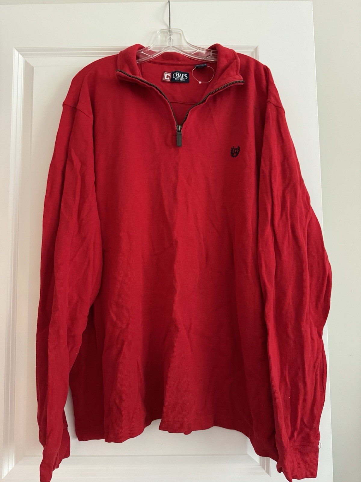 Chap’s Men’s Solid Red Pullover With Zipper Size … - image 1