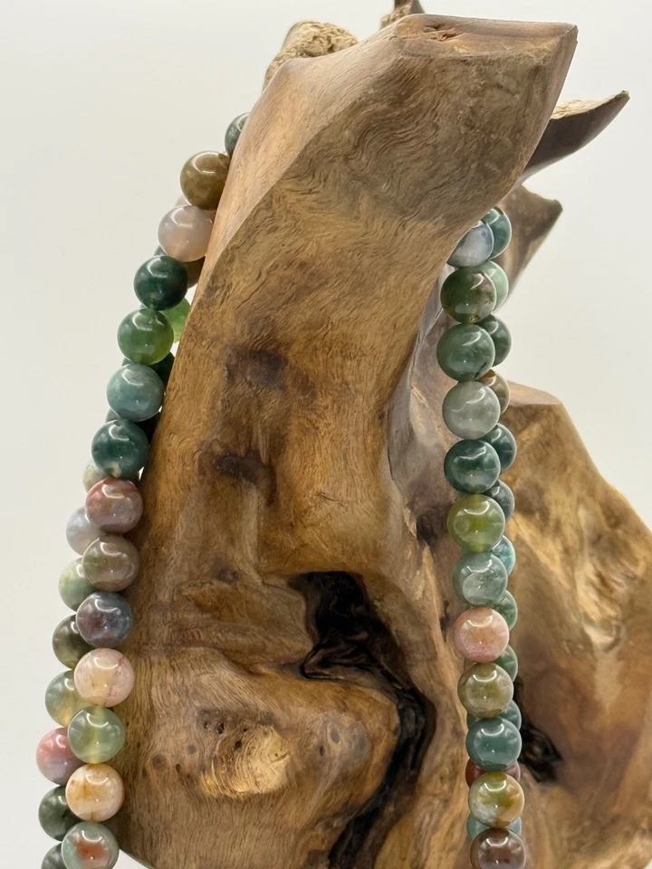 Collar Boho Multicolor Ágata Elegante Jaspe Doble Hila Declaración Foto 4 de 4