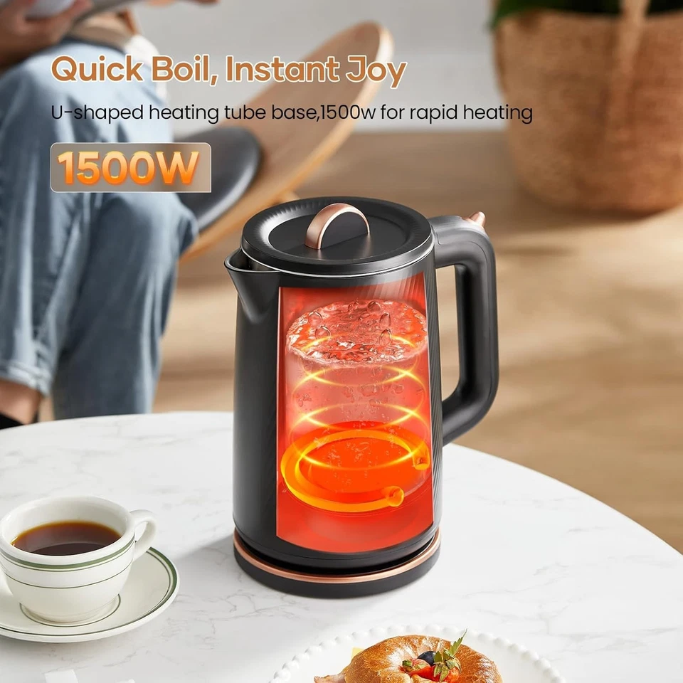 OLEGA Electric Kettle - 1500W Electric Tea Kettle 1.8L Stainless Steel Inner - Image 3 of 4