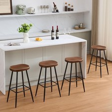 Bar Stools Set of 4 Modern 28" Bar Height Stools Brown Faux - Scratch Dent