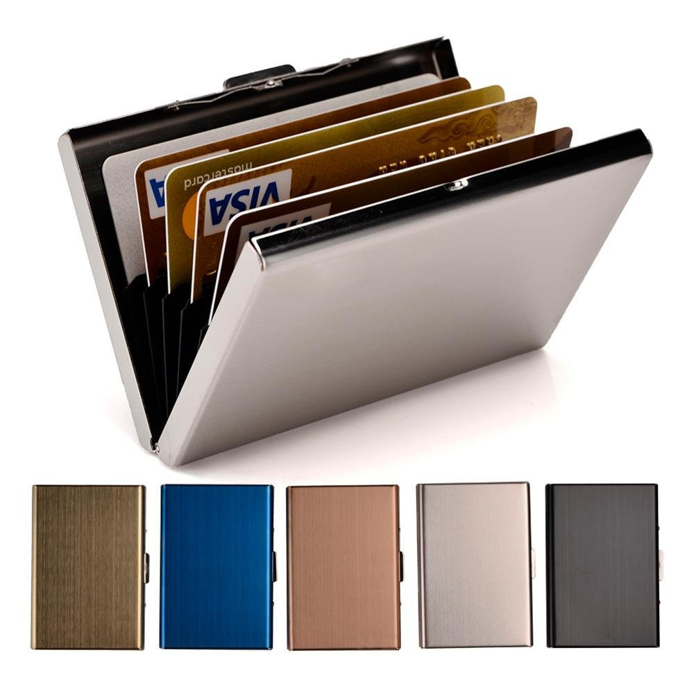 RFID Credit Card Holder Stainless Steel Credit Card Wallet Business Card Hold...