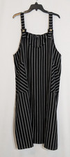 SHEIN CURVE Black w White Pin Stripe Sleeveless Twill Midi Tank Dress; Size 1XL