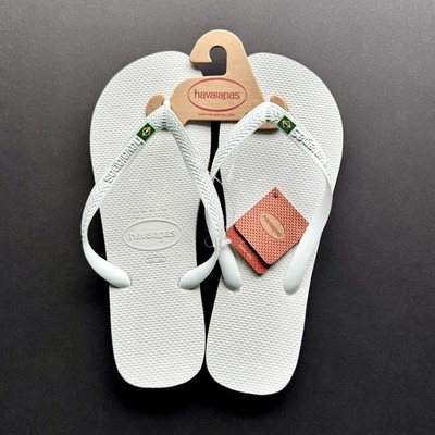 Havaianas White Brazil Flag  Flip Flops Men s Size 13 (45-46) NEW Sandals