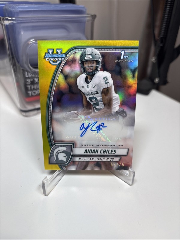 2024 Bowman U Chrome Football AIDAN CHILES Yellow Refractor Auto /75