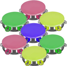 Neon Tambourines for Kids, Set of 12, Percussion Musical Instruments for Boys an