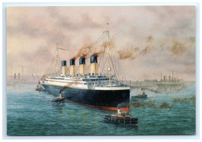 Postcard Titanic Leaving Southampton Artist E D Walker Oil Painting c1997 UNP