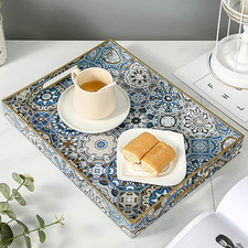 Boho Coffee Table Tray, Serving Tray with Handles, Large Tray for Ottoman Coffee