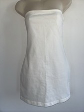 Mini Abito ZARA Bianco Cotone Senza Spalline XXL 2XL Zip Laterale Denim Elasticizzato NUOVO con etichette