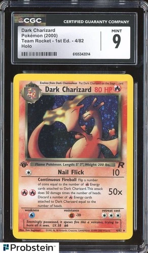 2000 Pokemon Team Rocket 1st Edition #4/82 Dark Charizard Holo CGC 9 MINT