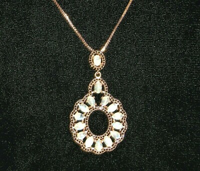 Raritie feuriger Mondstein schwarzer Spinell 18'' Box Halskette 14K Rose auf Sterling 925