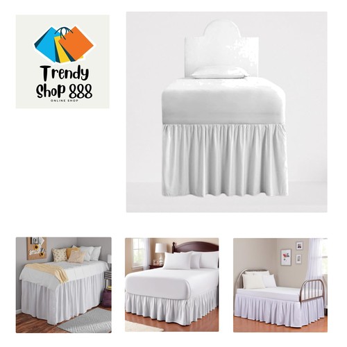 Dorm Room Bed Skirt: Twin XL 34" Drop - 100% Microfiber, Ruffled, Extended Le...