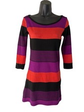Derek Heart Dress Womens Small Bodycon  Stretchy Knit Color Block 3/4 Sleeves
