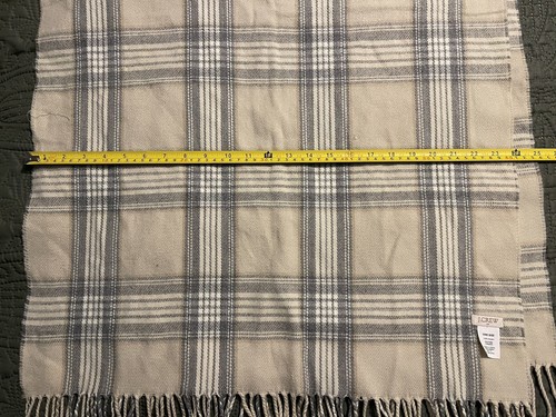 J. Crew Mercantile Beige Gray & White Super Soft Plaid Scarf 24” x 76” EUC - Picture 3 of 5