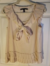 Robert Rodriguez Womens Sleeveless Belted Cream Textured Pleated Ctn/Silk 10