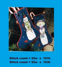 SNOWMAN & SNOW WOMAN MINI FOR STOCKING CROSS STITCH  PATTERN  ONLY   #956