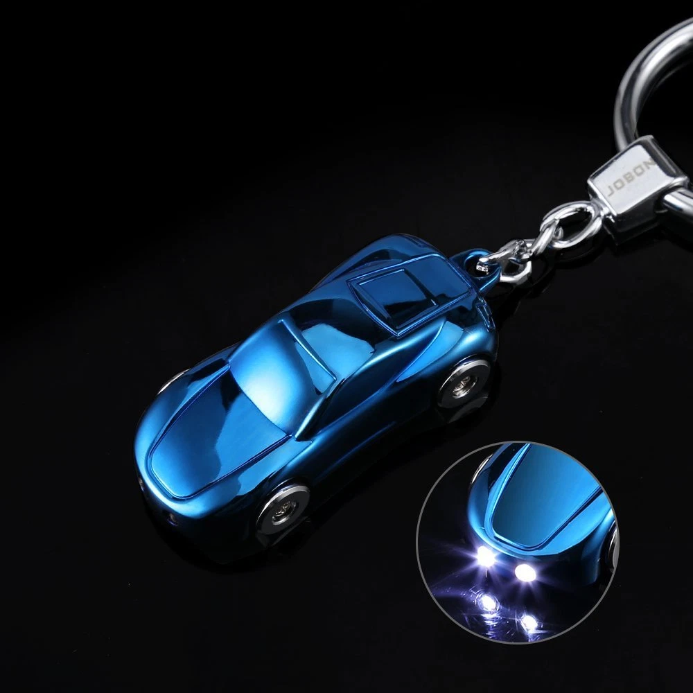 JOBON Zinc Alloy Metal LED Light Car Keychain Multifunctio Key Ring for Men  Gift