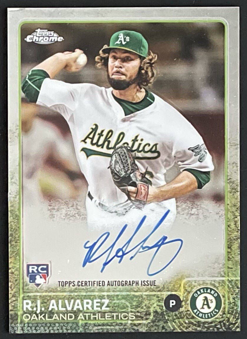 2015 Bowman Chrome Signed #AR-RAZ R. J. Alvarez Athletics Autographed Card