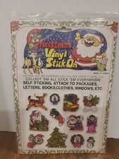 Vintage Puffy Stickers Christmas Vinyl Stick Ons One Sheet Santa 12 Stickers
