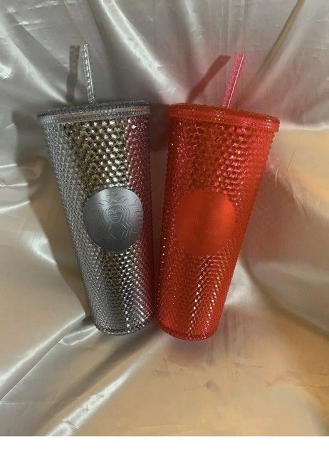 starbucks 2019 holiday studded tumbler neon pink