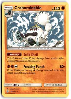 2019 Sun & Moon - Cosmic Eclipse Crabominable a Stage 1/Rare #122