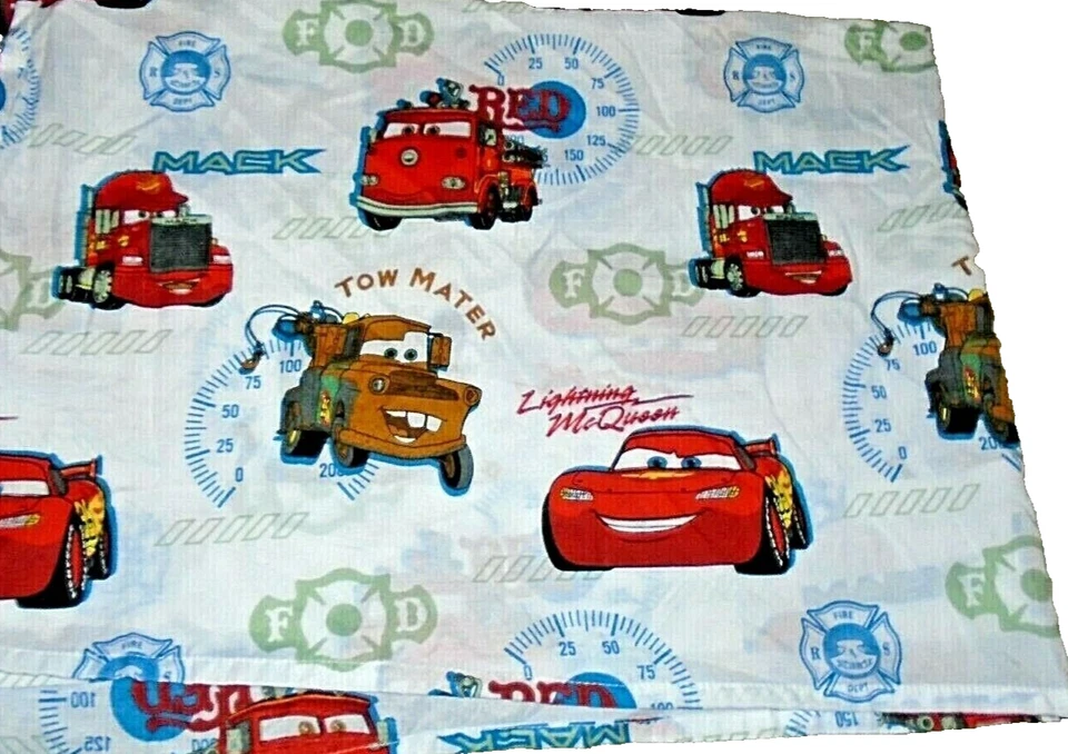 9N!¡GUAU! Sábana bajera plana de microfibra vintage de Disney Pixar CARS para niños pequeños Foto 4 de 4