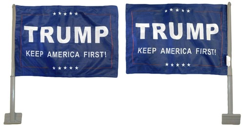 Nylon Flags Flags Trump 2024 Double-Sided Car Flag - 12x18 Inch Rough Tex Knit Nylon, Black & Blue, Made In USA Theme 2024 Trump Flag - Foto 12