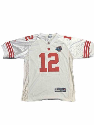 SB42 #12 Steve Smith New York Giants Jersey (White) Size Adult