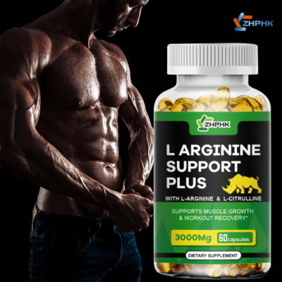 L-Arginine 60 Nitric Oxide, Endogenus Male Vitality Booster, ED Support 3000 mg