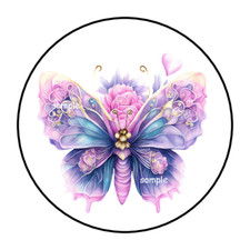 30 PRETTY BUTTERFLY ENVELOPE SEALS STICKERS LABELS TAGS 1.5" ROUND