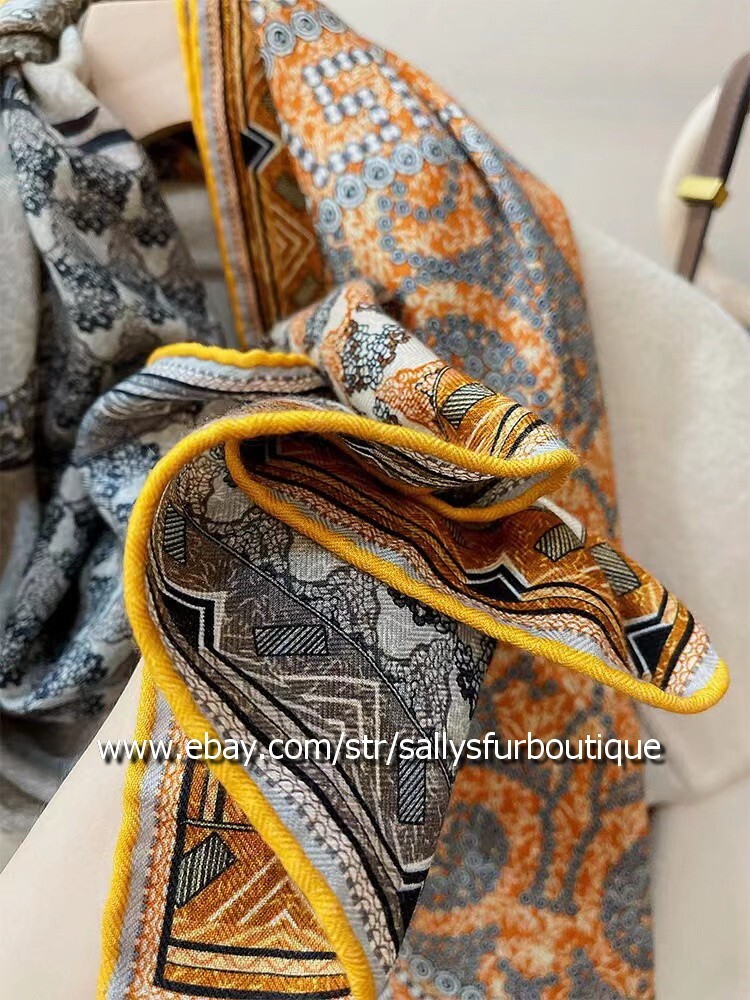 Sallys 70% Cashmere 30% Silk Scarf Horses Print Double Face Shawl