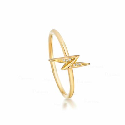 14K Gold 0,03 ct. Laborgefertigter Diamant Blitzring - für Muttertagsgeschenk