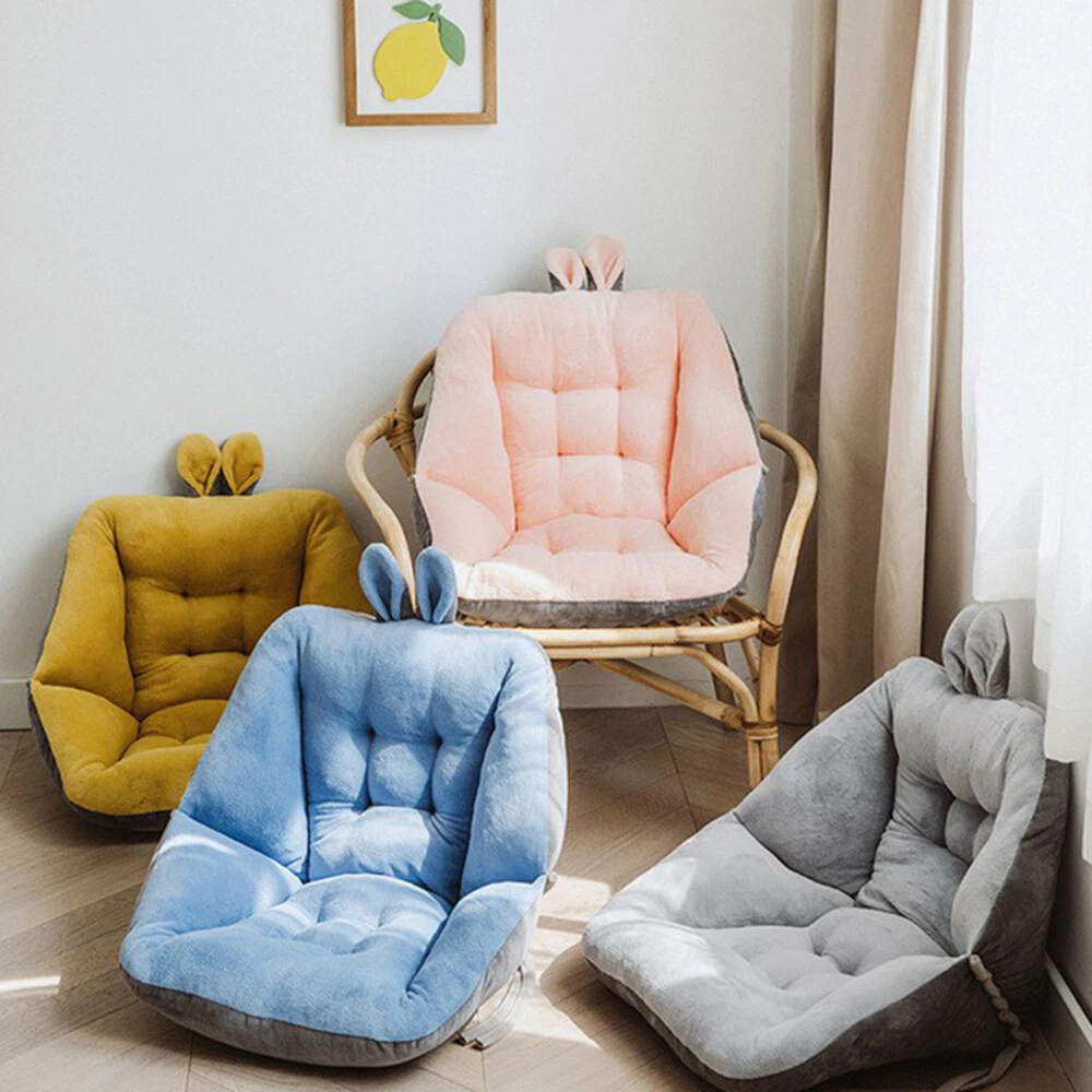 One-Piece Folding Back and Seat Cushion Fleece Warm Chair Pad Semi-Enclosed  Home