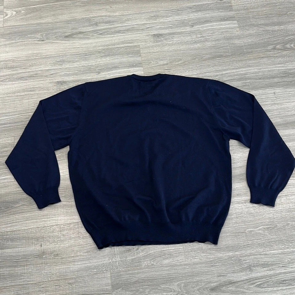 Kirkland Signature Blue V-Neck Sweater - 100% Extrafine Merino Wool - Image 3 of 3