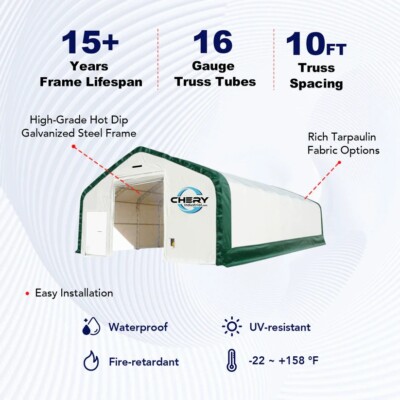 W30'xL80'xH20' Double Truss Storage Shelter 22OZ PVC Canvas