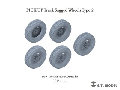 ETModel P35-163 1/35 PICK UP Truck Sagged Wheels Type.2 3D Printed For Meng Kit