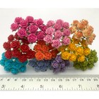 1/4" or 1cm Mini Rainbow Open Roses Paper Flower Wedding Scrapbook Dioramas R2