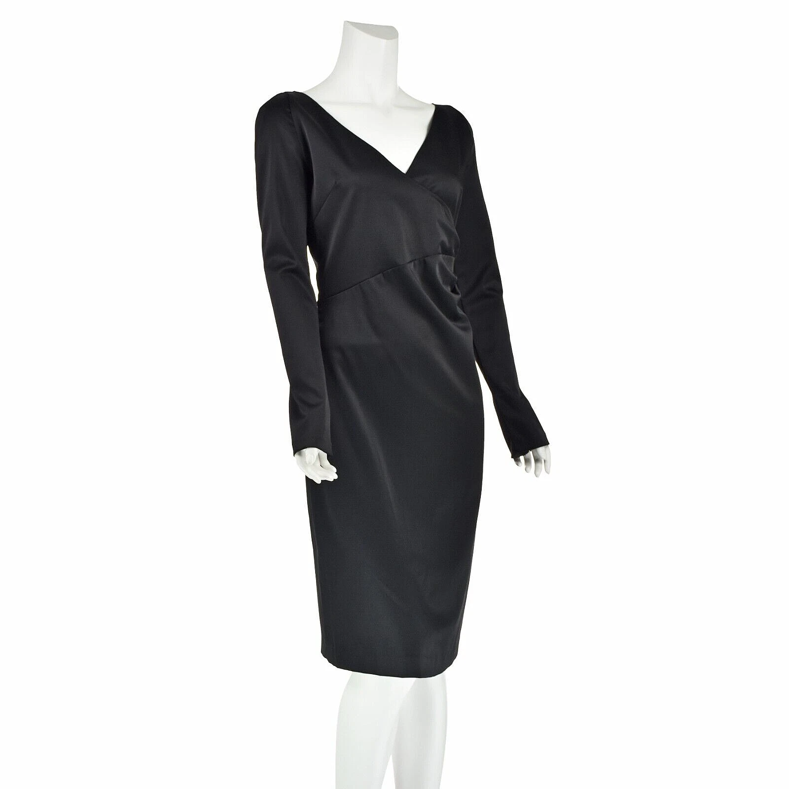 Abito da cocktail vintage collo a V manica lunga elasticizzato a maglia VERSACE TAGLIA FR40 US6 8