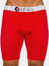 ETHIKA STAPLE BOXER BRIEF Men's Underwear Red Medium (30-32) 