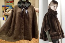 2k Dolce & Gabbana Mink Fur Cape Coat Jacket Poncho 40 42 44 6 8 One Size M L